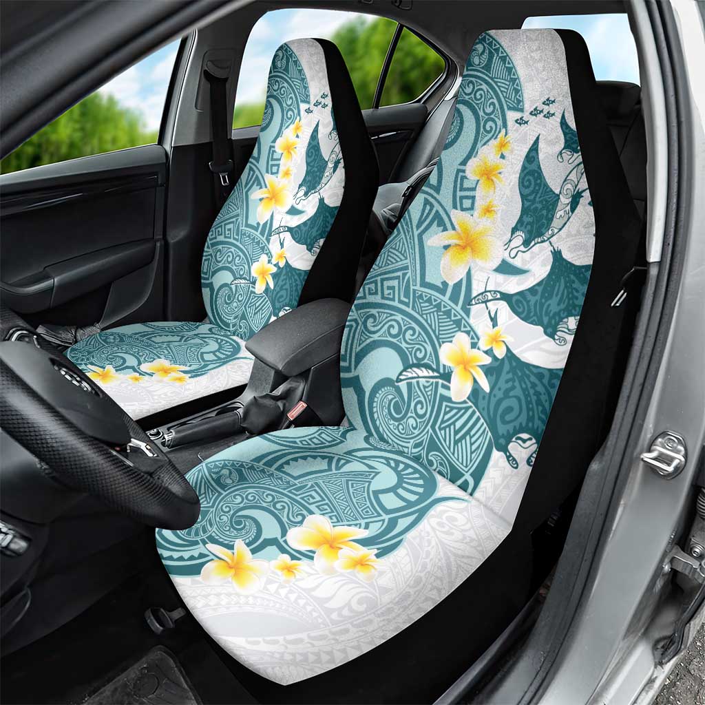 Maori Manta Ray Plumeria Teal Car Seat Cover LT01 - Polynesian Pride
