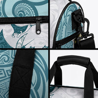 Maori Manta Ray Plumeria Teal Duffle Bag
