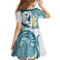 Maori Manta Ray Plumeria Teal Family Matching Mermaid Dress and Hawaiian Shirt LT01 - Polynesian Pride