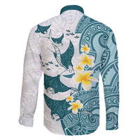 Maori Manta Ray Plumeria Teal Family Matching Mermaid Dress and Hawaiian Shirt LT01 - Polynesian Pride