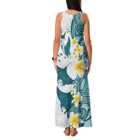 Maori Manta Ray Plumeria Teal Family Matching Tank Maxi Dress and Hawaiian Shirt LT01 - Polynesian Pride