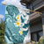 Maori Manta Ray Plumeria Teal Garden Flag