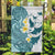 Maori Manta Ray Plumeria Teal Garden Flag