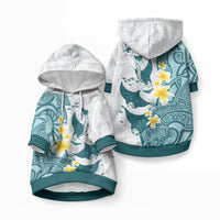 Maori Manta Ray Plumeria Teal Pet Hoodie