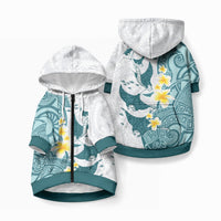 Maori Manta Ray Plumeria Teal Pet Hoodie