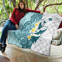Maori Manta Ray Plumeria Teal Quilt LT01 - Polynesian Pride