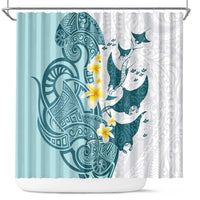 Maori Manta Ray Plumeria Teal Shower Curtain LT01 Teal - Polynesian Pride