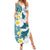 Maori Manta Ray Plumeria Teal Summer Maxi Dress