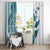 Maori Manta Ray Plumeria Teal Window Curtain