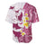 Maori Manta Ray Plumeria Royal Pink Baseball Jersey