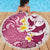 Maori Manta Ray Plumeria Royal Pink Beach Blanket