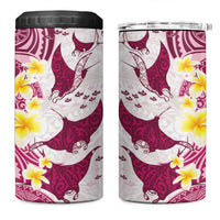 Maori Manta Ray Plumeria Royal Pink 4 in 1 Can Cooler Tumbler LT01 One Size: 16 oz Pink - Polynesian Pride