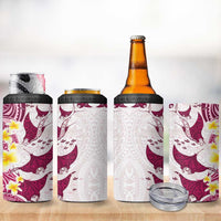 Maori Manta Ray Plumeria Royal Pink 4 in 1 Can Cooler Tumbler LT01 - Polynesian Pride