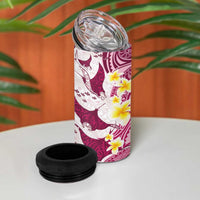 Maori Manta Ray Plumeria Royal Pink 4 in 1 Can Cooler Tumbler LT01 - Polynesian Pride
