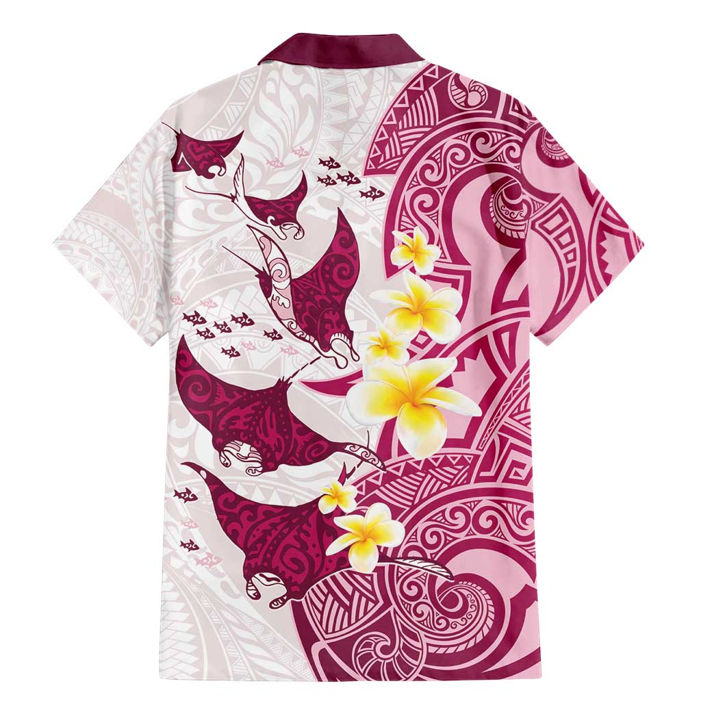 Maori Manta Ray Plumeria Royal Pink Family Matching Mermaid Dress and Hawaiian Shirt LT01 - Polynesian Pride