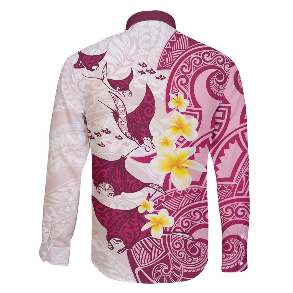 Maori Manta Ray Plumeria Royal Pink Family Matching Puletasi and Hawaiian Shirt LT01 - Polynesian Pride