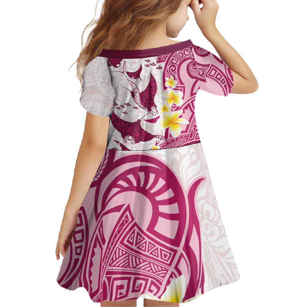Maori Manta Ray Plumeria Royal Pink Family Matching Summer Maxi Dress and Hawaiian Shirt LT01 - Polynesian Pride