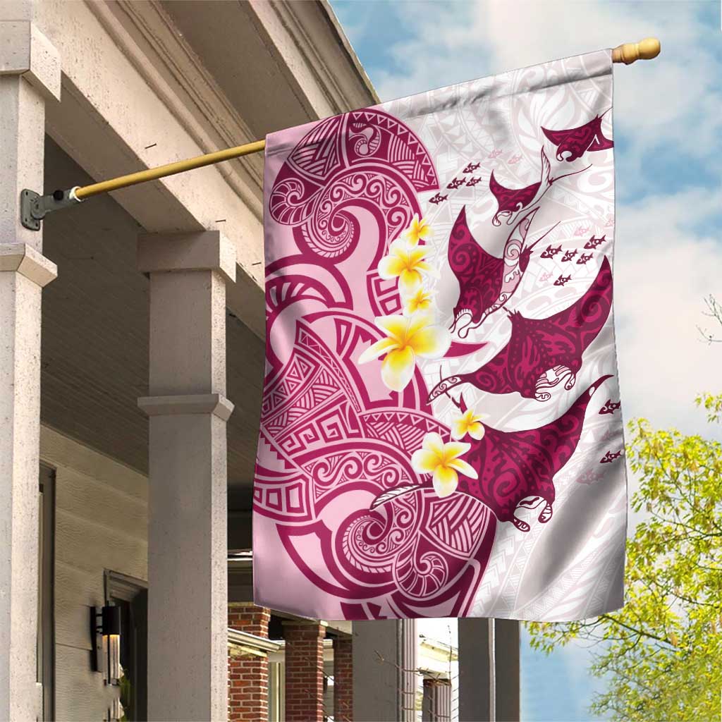 Maori Manta Ray Plumeria Royal Pink Garden Flag