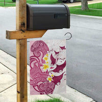 Maori Manta Ray Plumeria Royal Pink Garden Flag