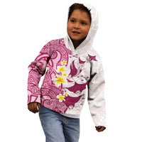 Maori Manta Ray Plumeria Royal Pink Kid Hoodie