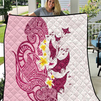 Maori Manta Ray Plumeria Royal Pink Quilt LT01 Pink - Polynesian Pride