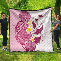 Maori Manta Ray Plumeria Royal Pink Quilt LT01 - Polynesian Pride