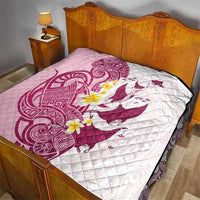 Maori Manta Ray Plumeria Royal Pink Quilt LT01 - Polynesian Pride