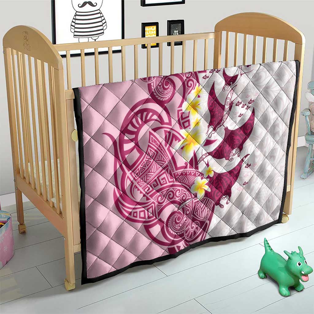 Maori Manta Ray Plumeria Royal Pink Quilt LT01 - Polynesian Pride