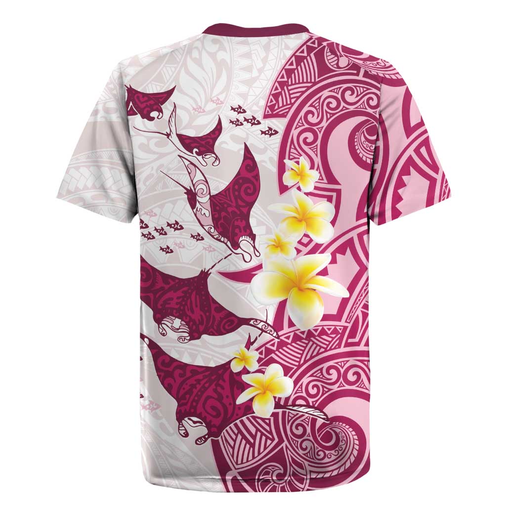 Maori Manta Ray Plumeria Royal Pink Rugby Jersey
