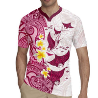 Maori Manta Ray Plumeria Royal Pink Rugby Jersey