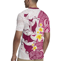 Maori Manta Ray Plumeria Royal Pink Rugby Jersey