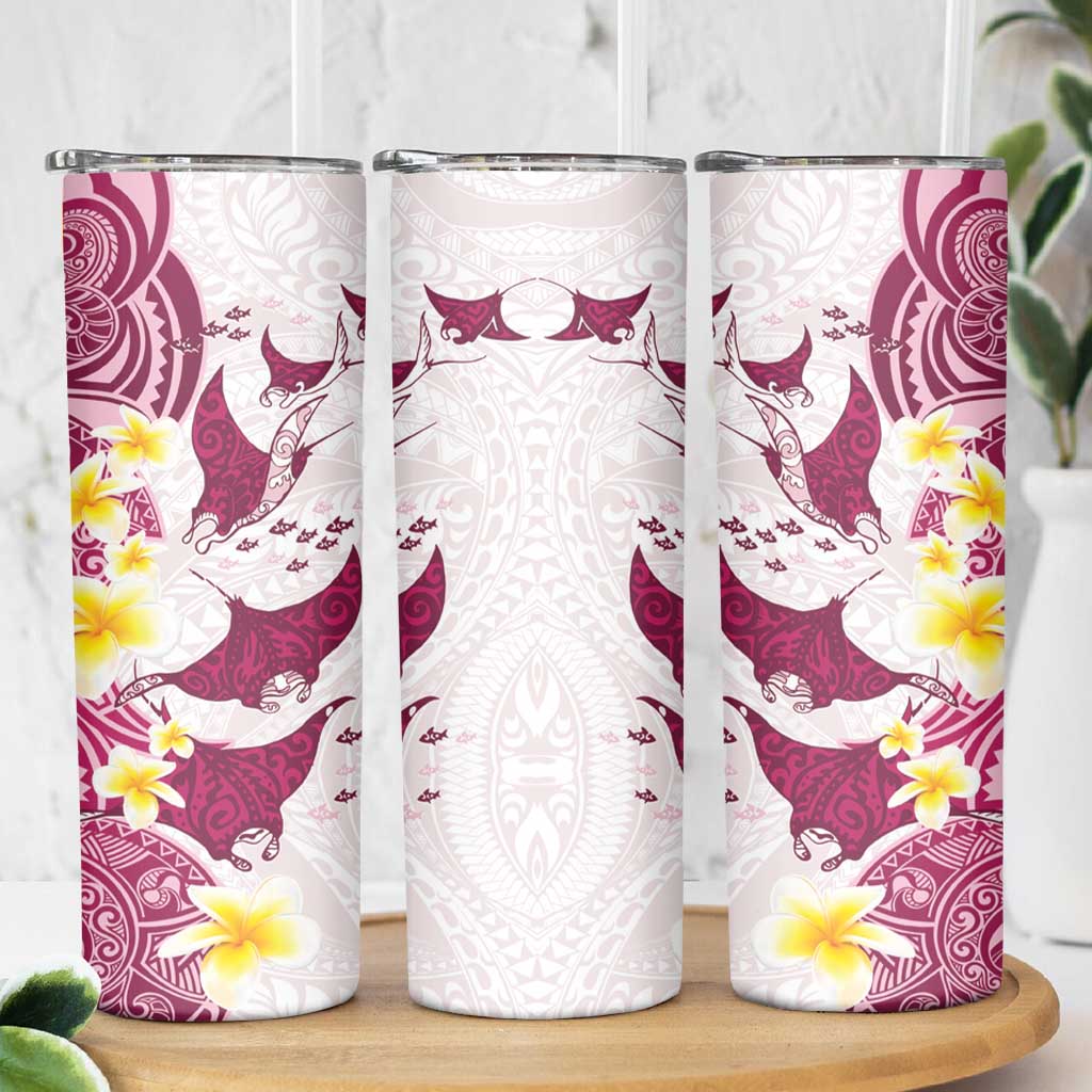 Maori Manta Ray Plumeria Royal Pink Skinny Tumbler LT01 - Polynesian Pride