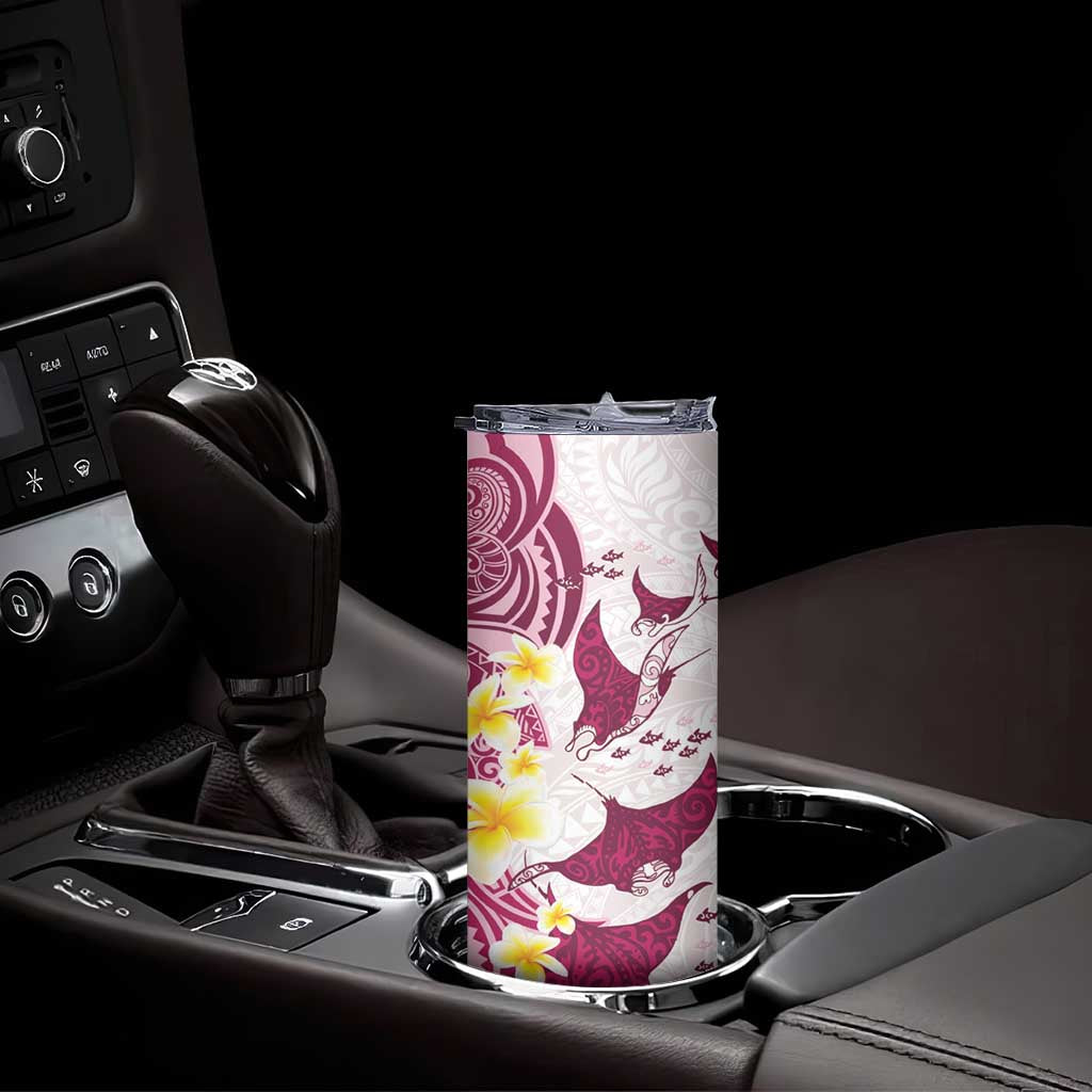 Maori Manta Ray Plumeria Royal Pink Skinny Tumbler LT01 - Polynesian Pride