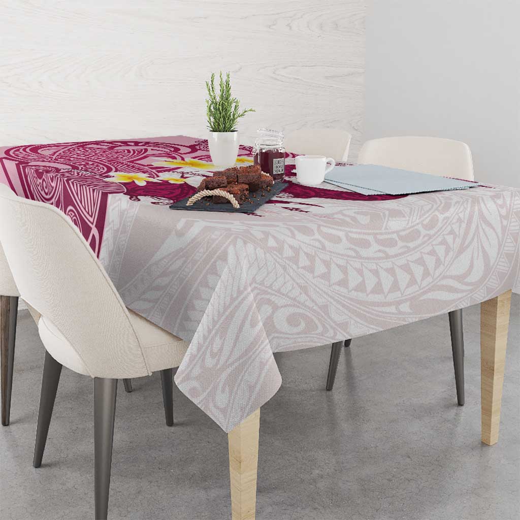 Maori Manta Ray Plumeria Royal Pink Tablecloth LT01 - Polynesian Pride