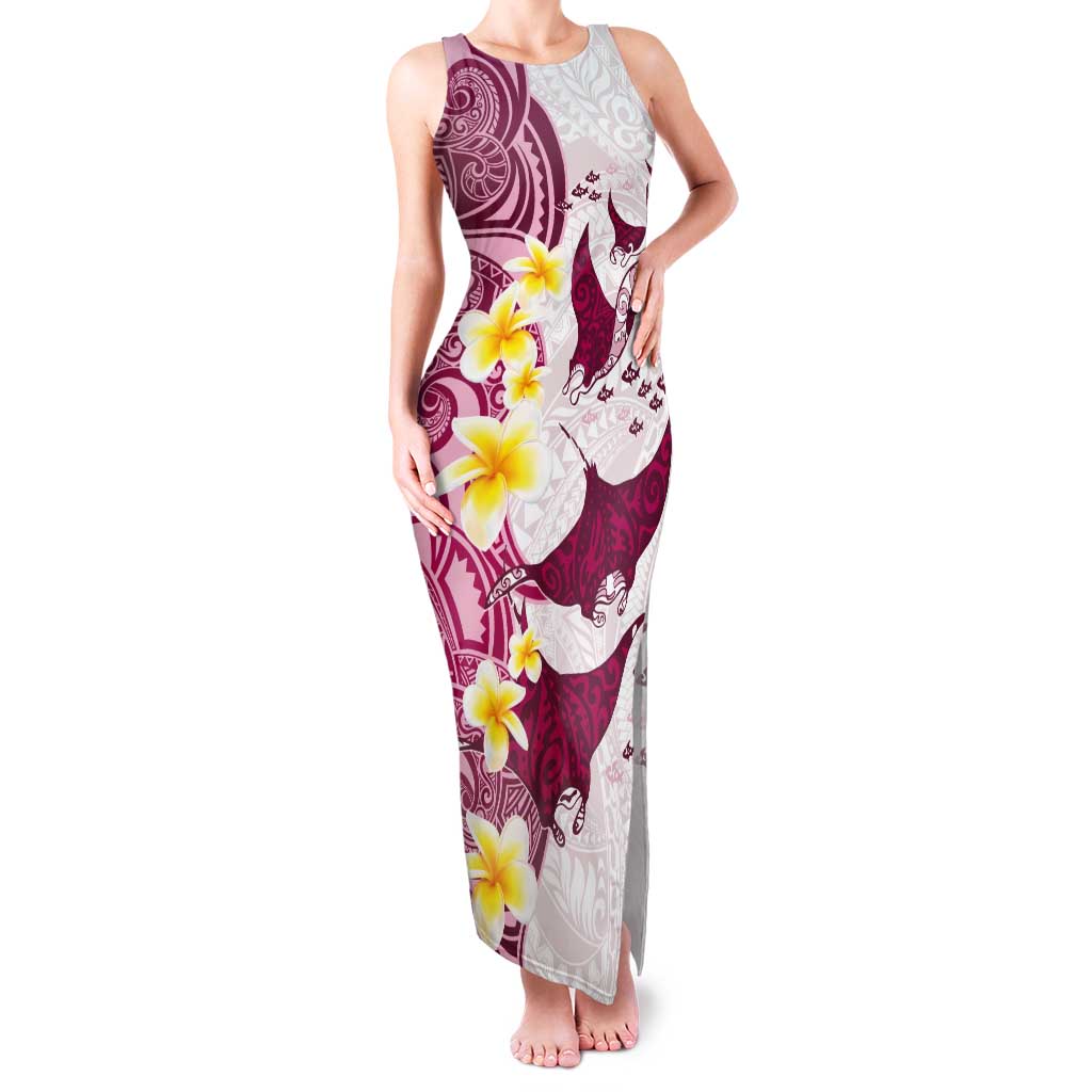 Maori Manta Ray Plumeria Royal Pink Tank Maxi Dress