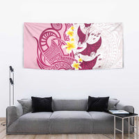 Maori Manta Ray Plumeria Royal Pink Tapestry
