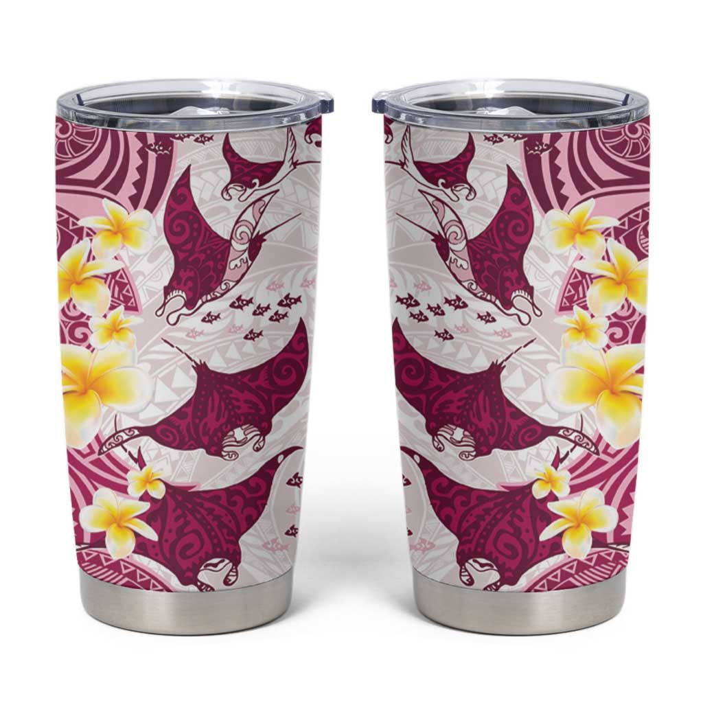 Maori Manta Ray Plumeria Royal Pink Tumbler Cup LT01 Pink - Polynesian Pride