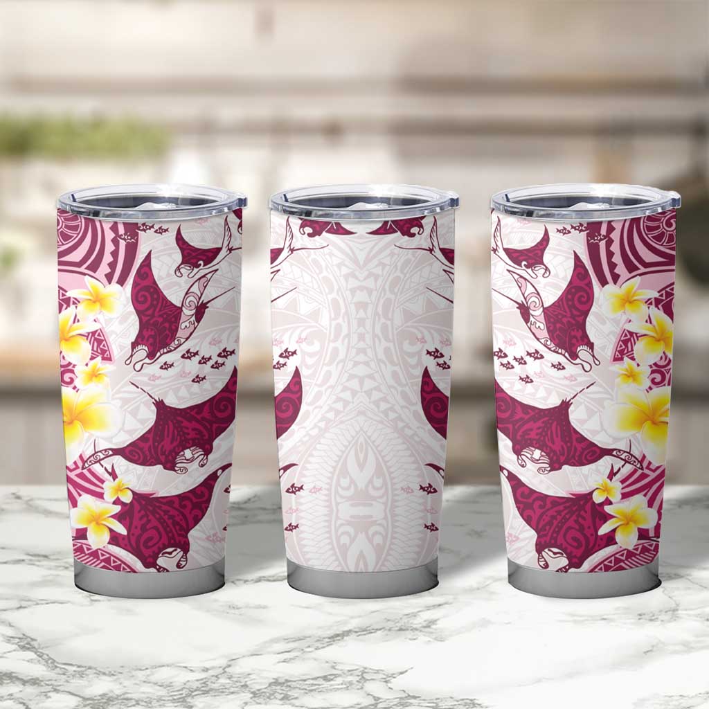 Maori Manta Ray Plumeria Royal Pink Tumbler Cup LT01 - Polynesian Pride