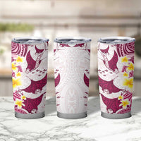 Maori Manta Ray Plumeria Royal Pink Tumbler Cup LT01 - Polynesian Pride