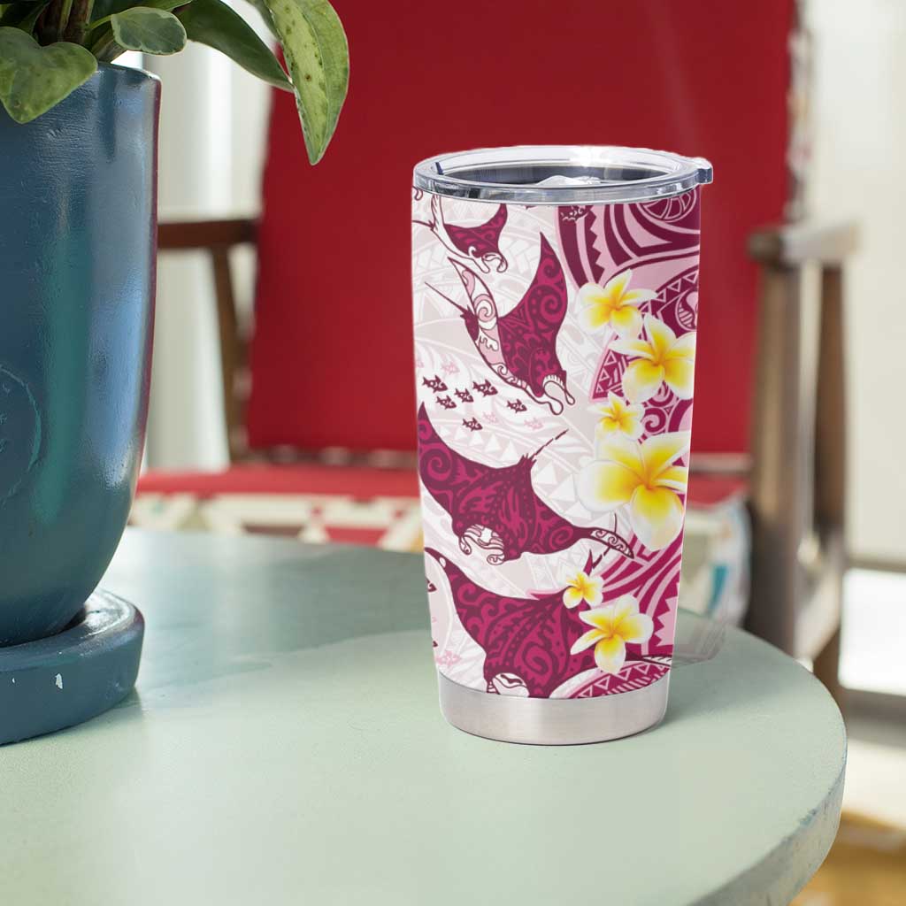 Maori Manta Ray Plumeria Royal Pink Tumbler Cup LT01 - Polynesian Pride