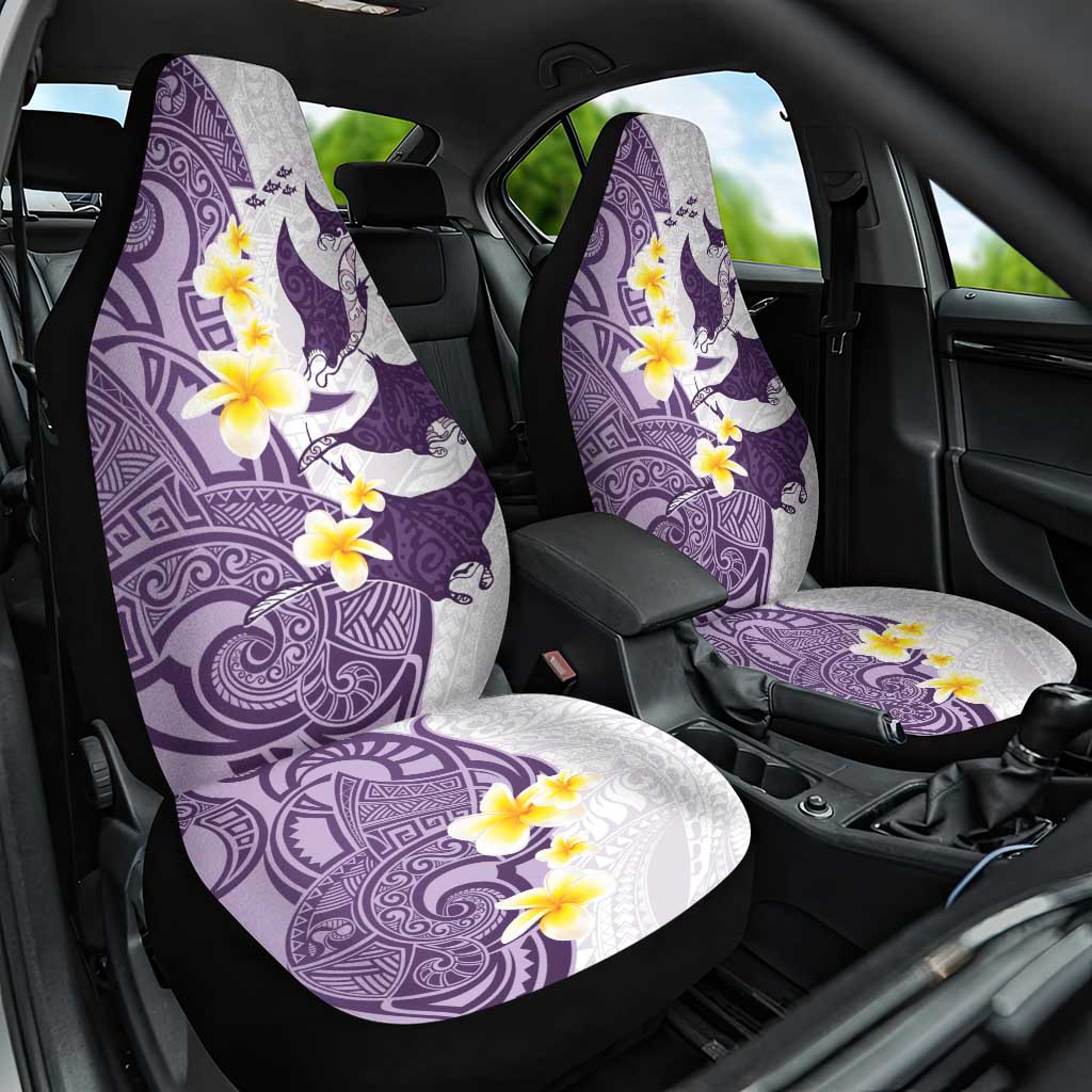 Maori Manta Ray Plumeria Deep Purple Car Seat Cover