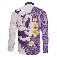Maori Manta Ray Plumeria Deep Purple Family Matching Summer Maxi Dress and Hawaiian Shirt