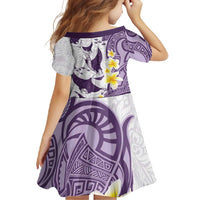 Maori Manta Ray Plumeria Deep Purple Family Matching Tank Maxi Dress and Hawaiian Shirt LT01 - Polynesian Pride