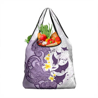 Maori Manta Ray Plumeria Deep Purple Grocery Bag