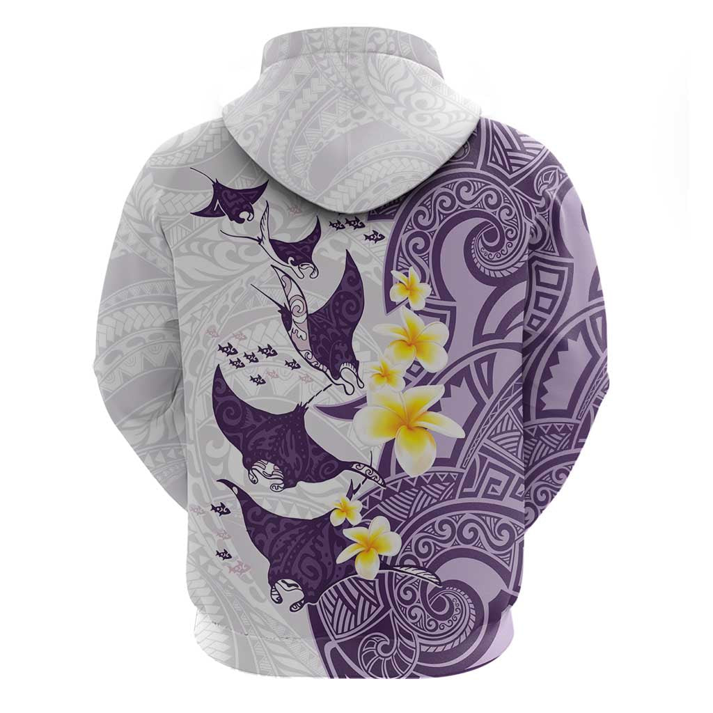 Maori Manta Ray Plumeria Deep Purple Hoodie