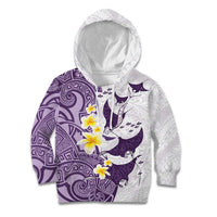 Maori Manta Ray Plumeria Deep Purple Kid Hoodie