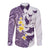 Maori Manta Ray Plumeria Deep Purple Long Sleeve Button Shirt