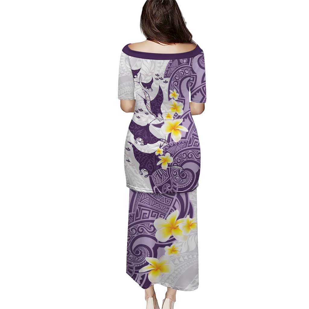 Maori Manta Ray Plumeria Deep Purple Puletasi