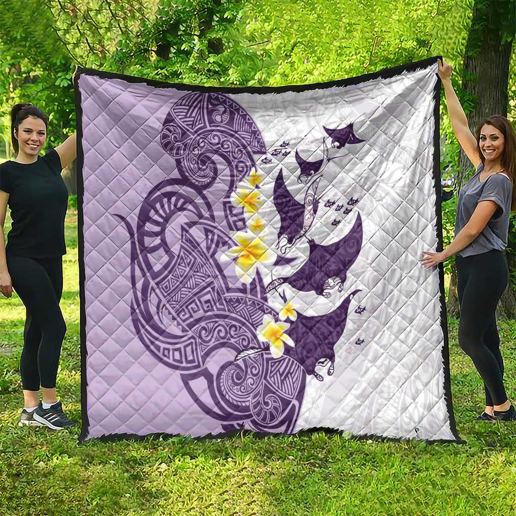 Maori Manta Ray Plumeria Deep Purple Quilt LT01 - Polynesian Pride