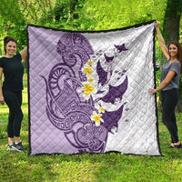 Maori Manta Ray Plumeria Deep Purple Quilt LT01 - Polynesian Pride
